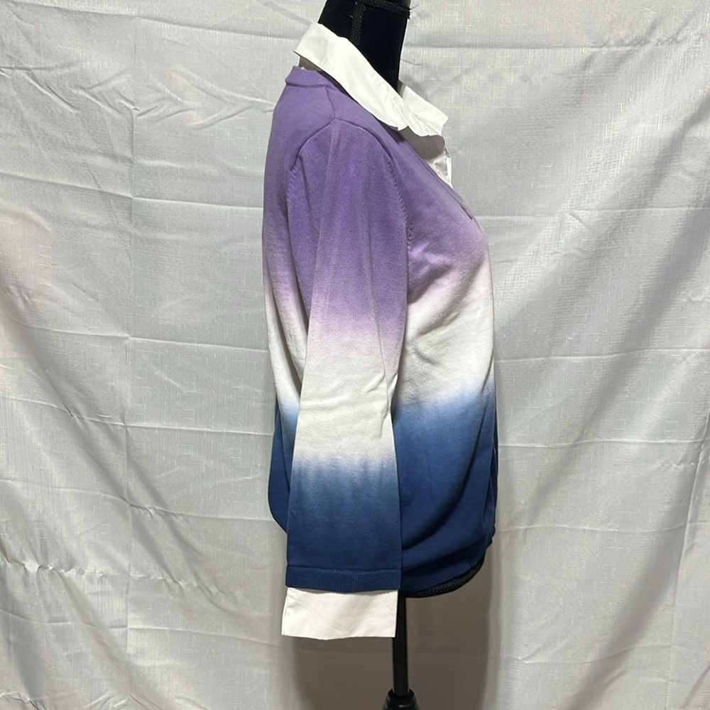 Alfred Dunner Purple and Blue Ombre Cardigan - Picture 3 of 8